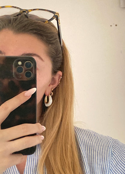 Boucles d'oreilles Adèle blanc marbré