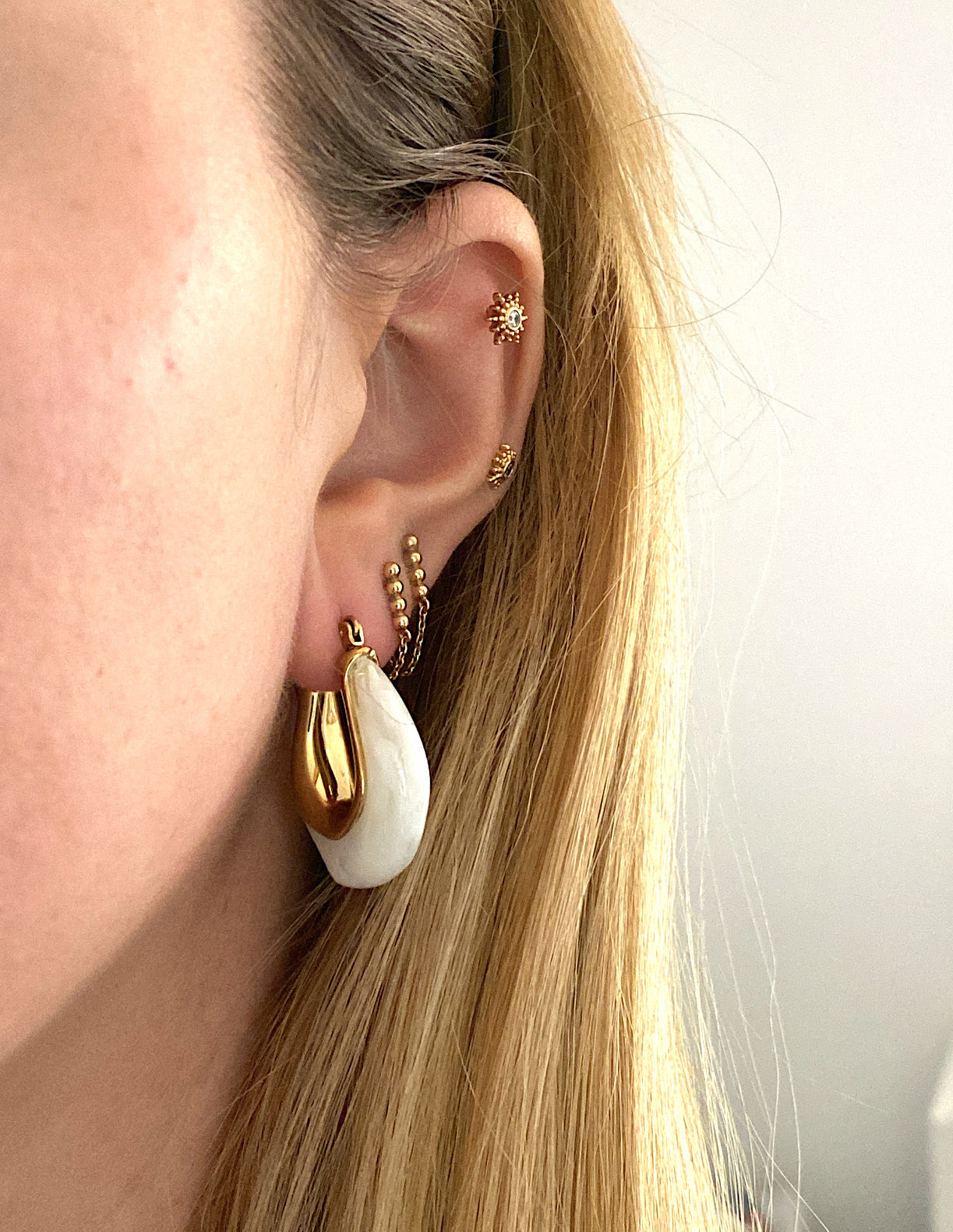 Boucles d'oreilles Adèle blanc marbré