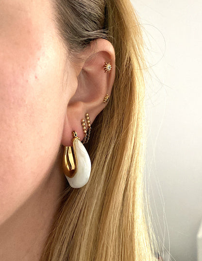 Boucles d'oreilles Adèle blanc marbré