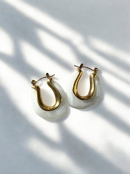 Boucles d'oreilles Adèle blanc marbré